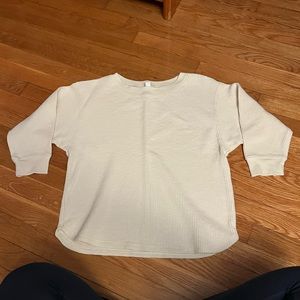Uniqlo waffle knot 3/4 sleeve beige shirt X-small